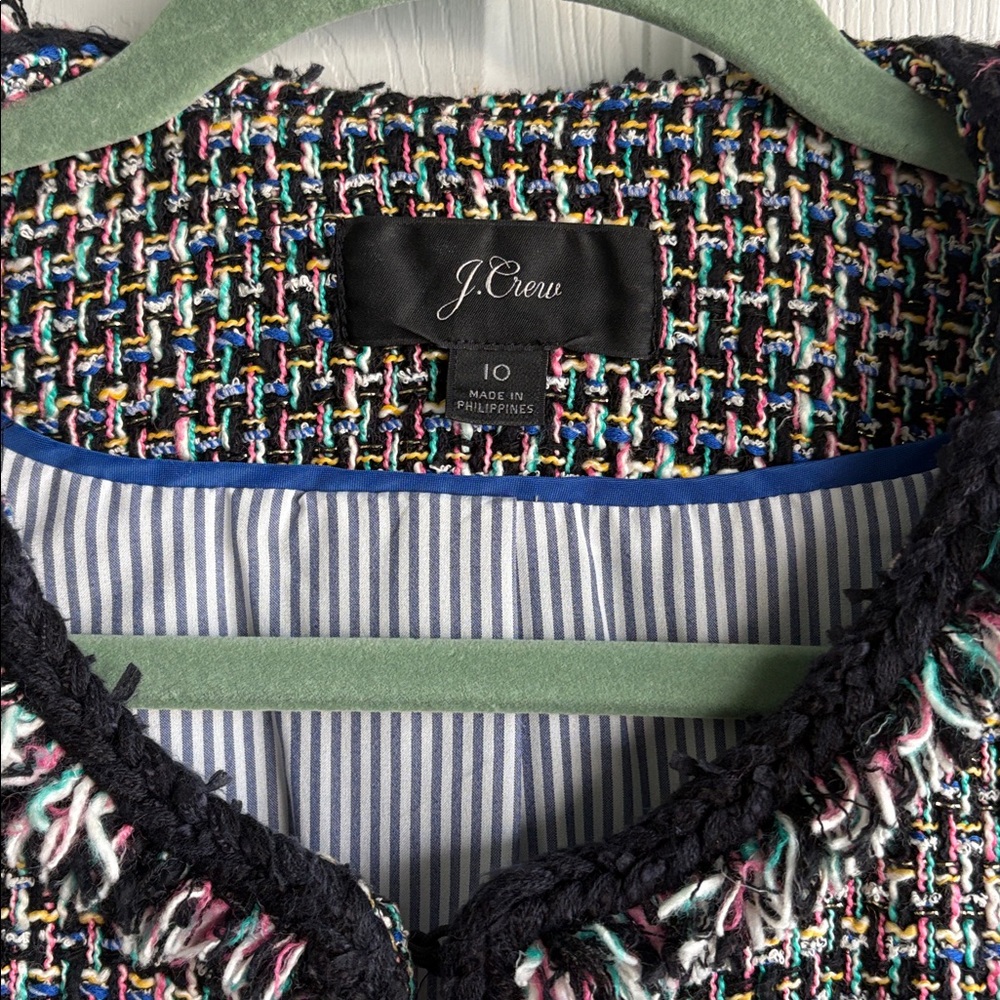 J. Crew Multicolor Tweed Fringe-Trim Blazer - Picture 2 of 7